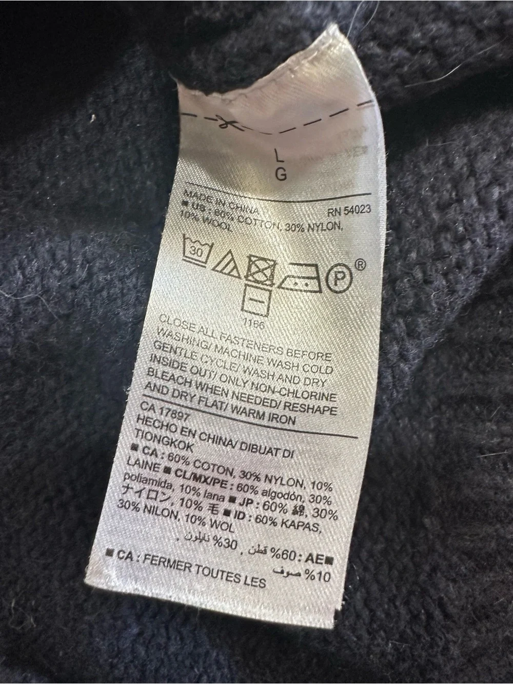 Old Navy Navy Wool Blend Mock Neck Button Sweater Men’s Large